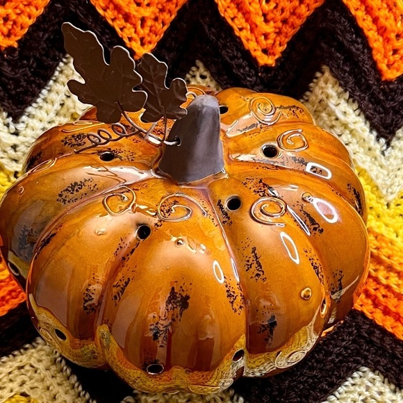 Burnt Orange Ceramic Pumpkin Patch Thanksgiving Halloween Autumn Friendsgiving - Picture 3 of 10